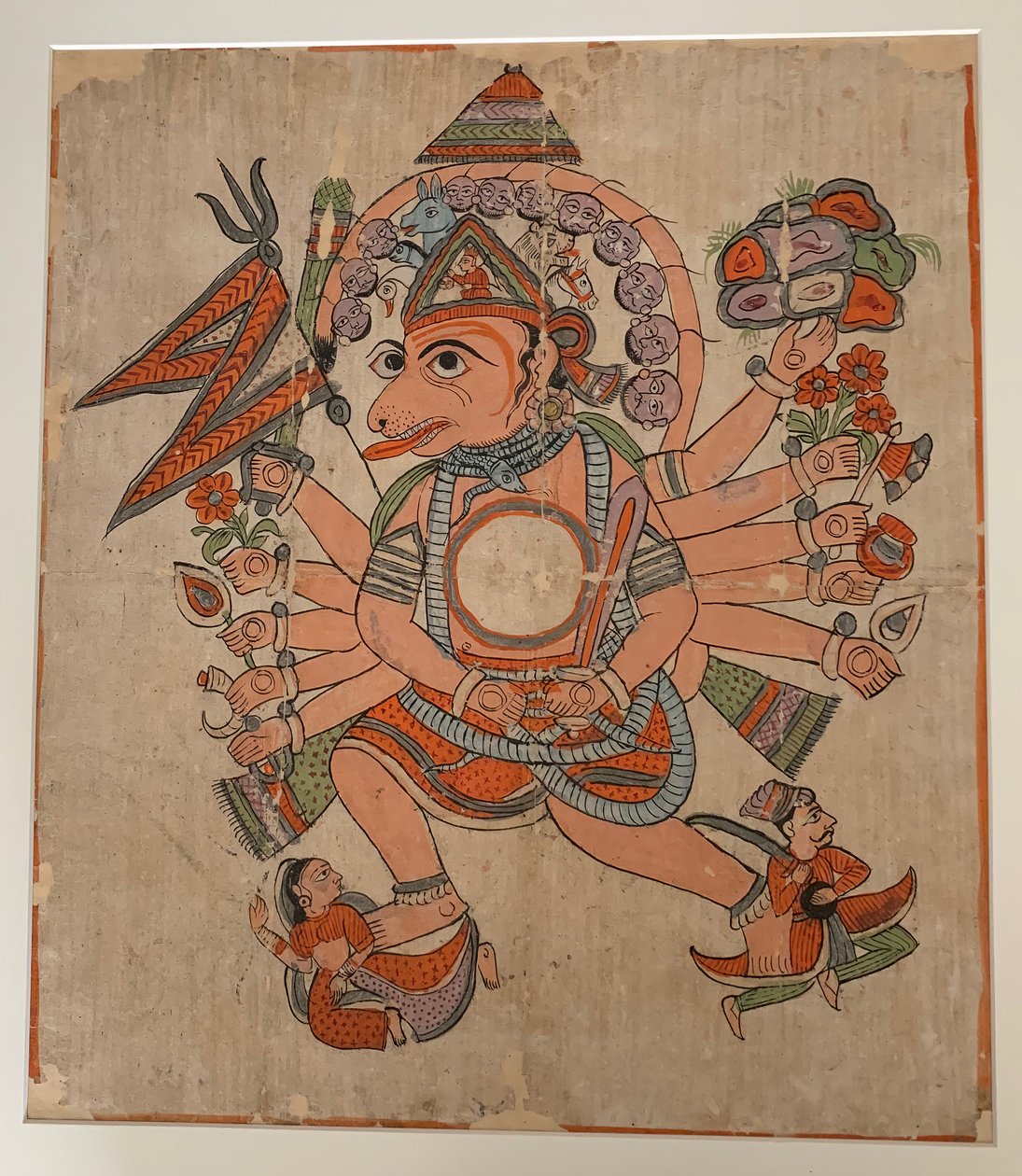 Hanuman em sua forma tântrica de Pancha Mukha de cinco cabeças, ca. final do século 19. de Unbekannt