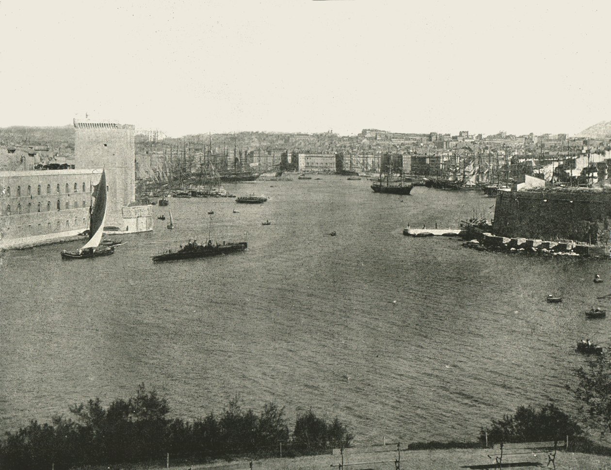 Vista do porto, Marselha, França, 1895. de Unbekannt