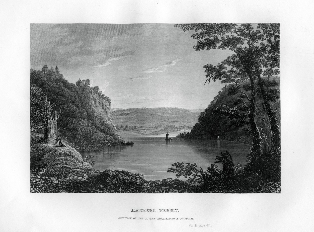 Harpers Ferry, junção dos rios Shenandoah e Potomac, West Virginia, EUA, 1855 de Unbekannt