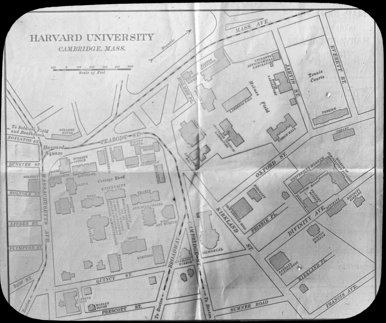 Mapa do campus da Universidade de Harvard, Cambridge, Massachusetts, EUA, final do século XIX ou início do século XX de Unbekannt