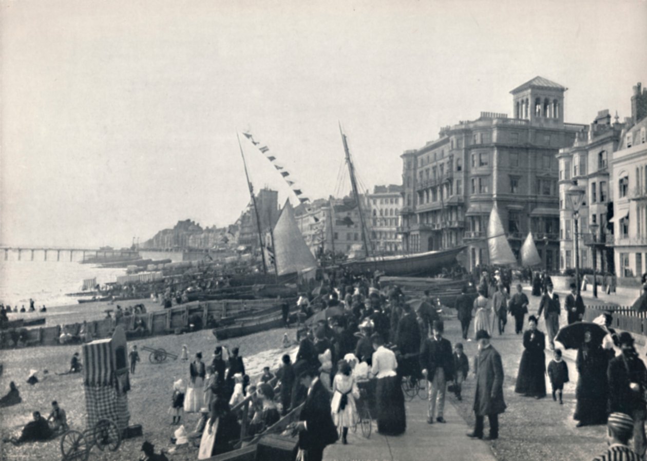 Hastings - A frente, mostrando o cais, 1895 de Unbekannt