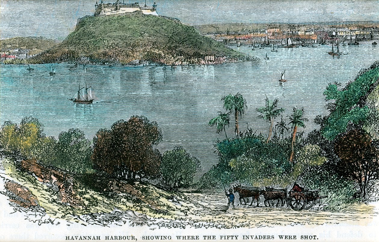 Porto de Havannah, mostrando onde os cinquenta invasores foram baleados, Cuba, c1880 de Unbekannt