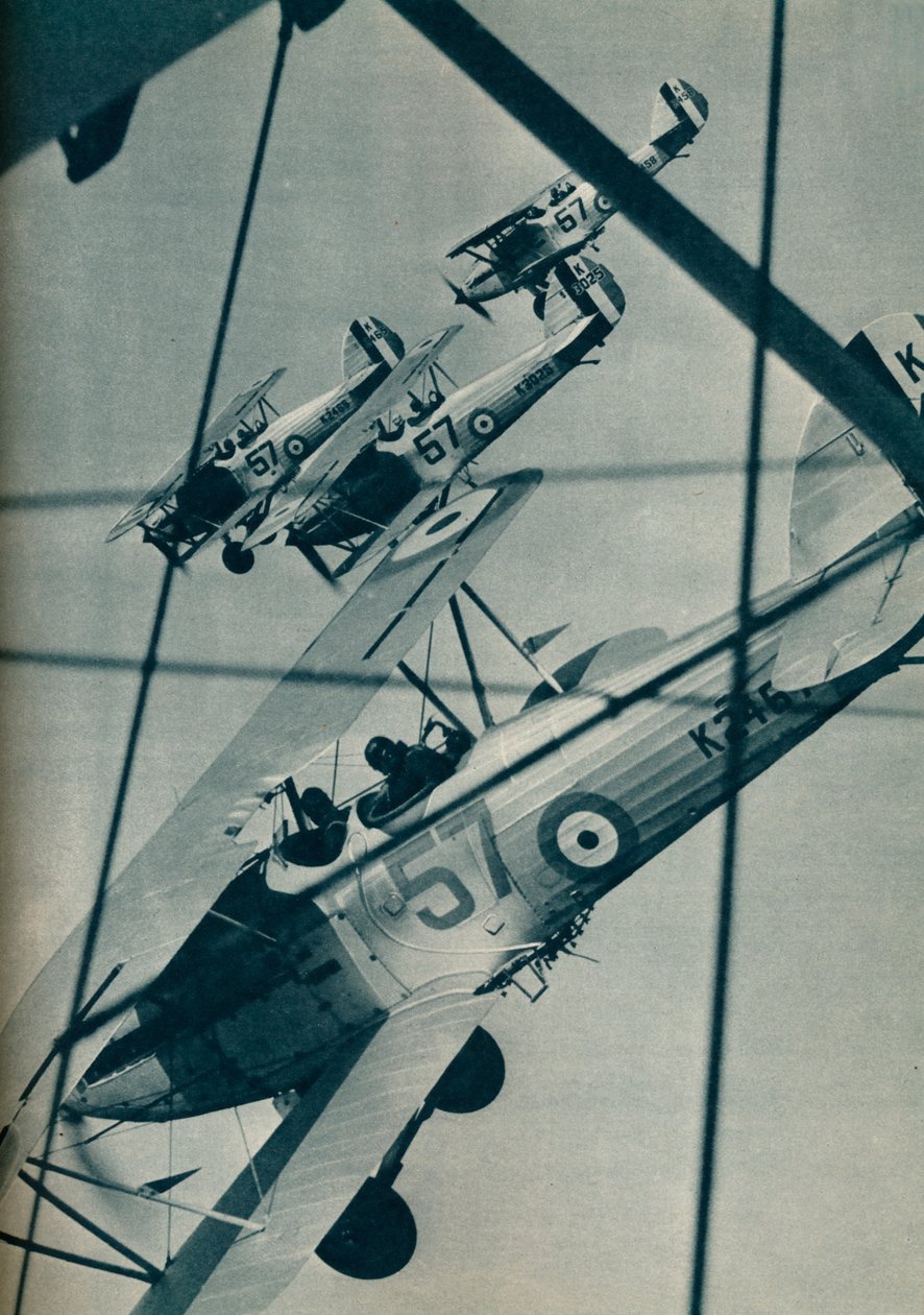 Biplanos Hawker Hart voando em formação, c1936 c1937 de Unbekannt