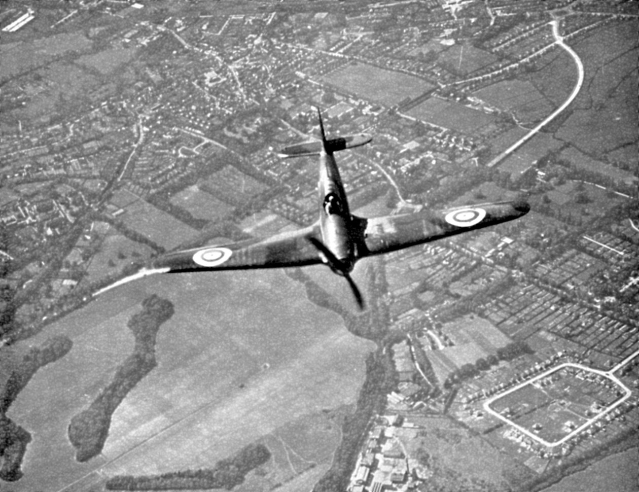 Hawker Hurricane em voo, Batalha da Grã-Bretanha, Segunda Guerra Mundial, 1940 de Unbekannt