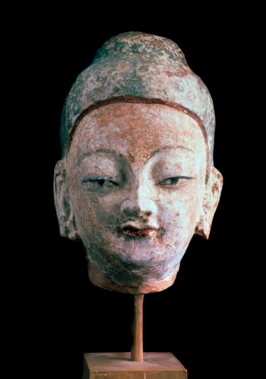 Cabeça de Buda, Das ruínas da antiga Idikutshari, perto de Turfan, séculos VIII e IX de Unbekannt