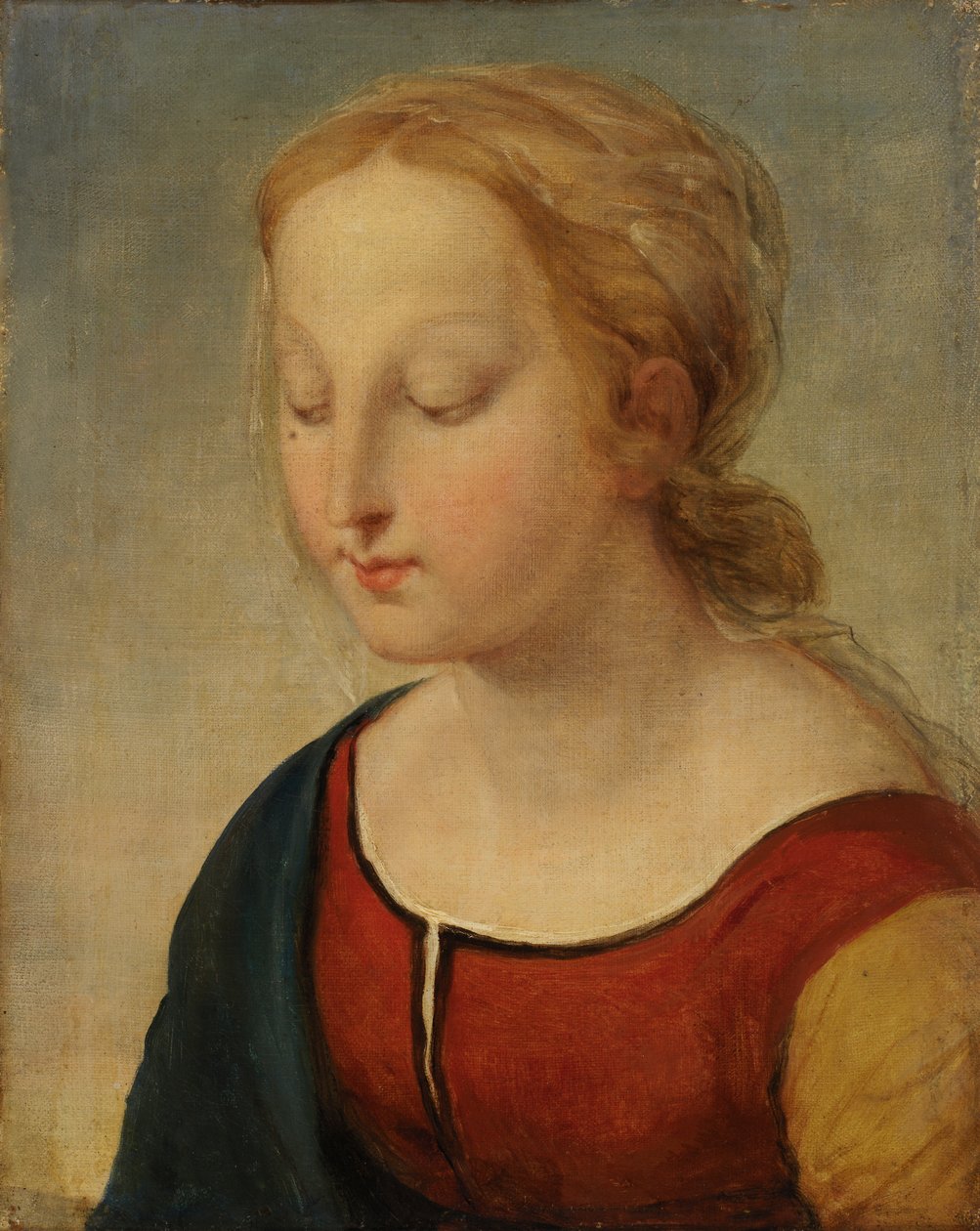 Cabeça da Madonna de la Belle Jardiniere, século 19. de Unbekannt