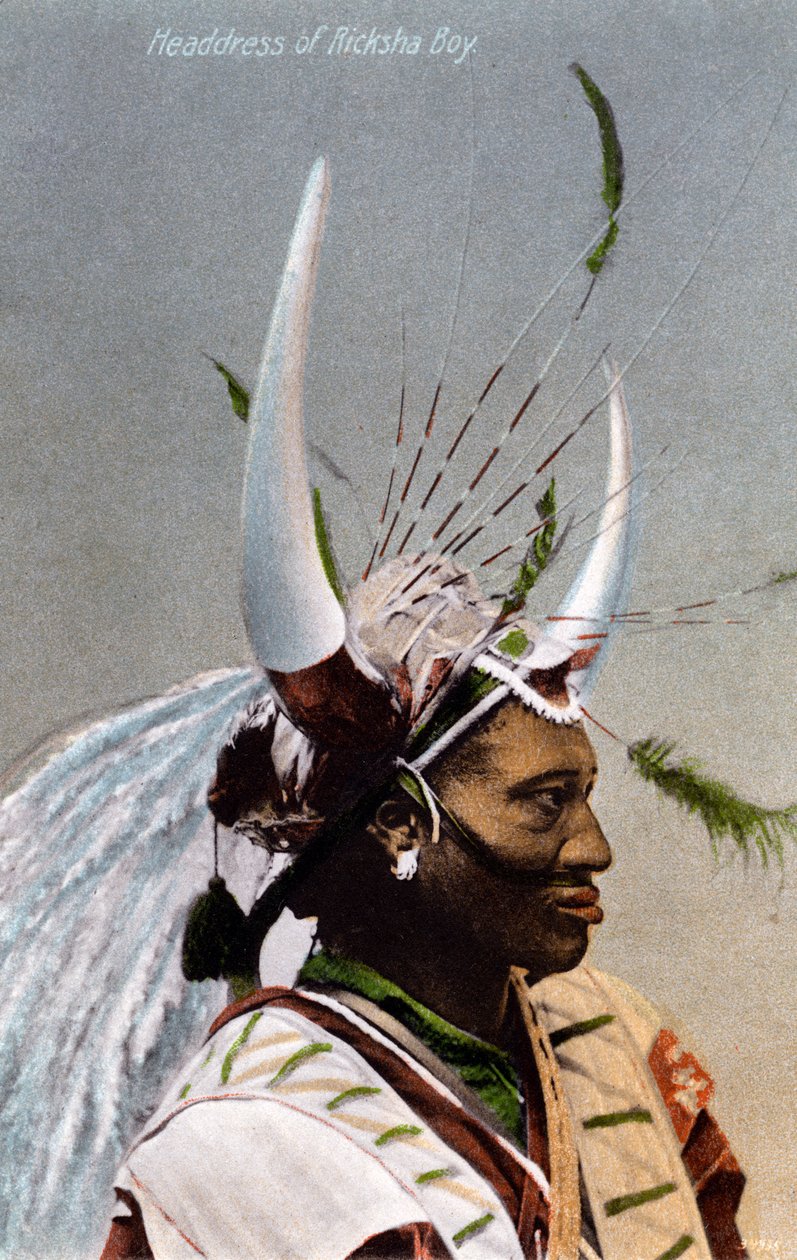 Cocar de um menino Ricksha, Durban, 1917 de Unbekannt