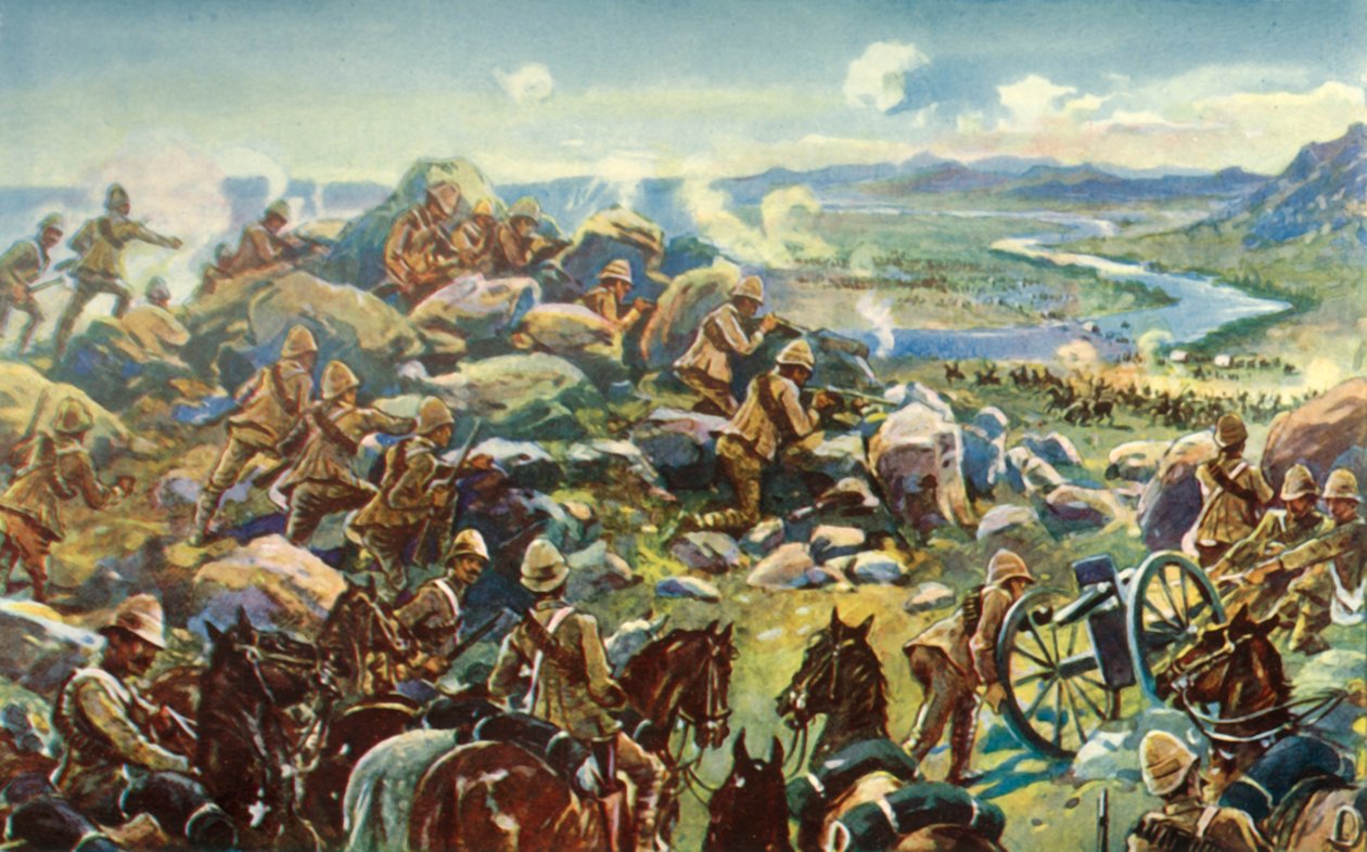 Rumo a Cronje - francês geral bloqueando o caminho em Koodoosrand Drift, 1901. de Unbekannt