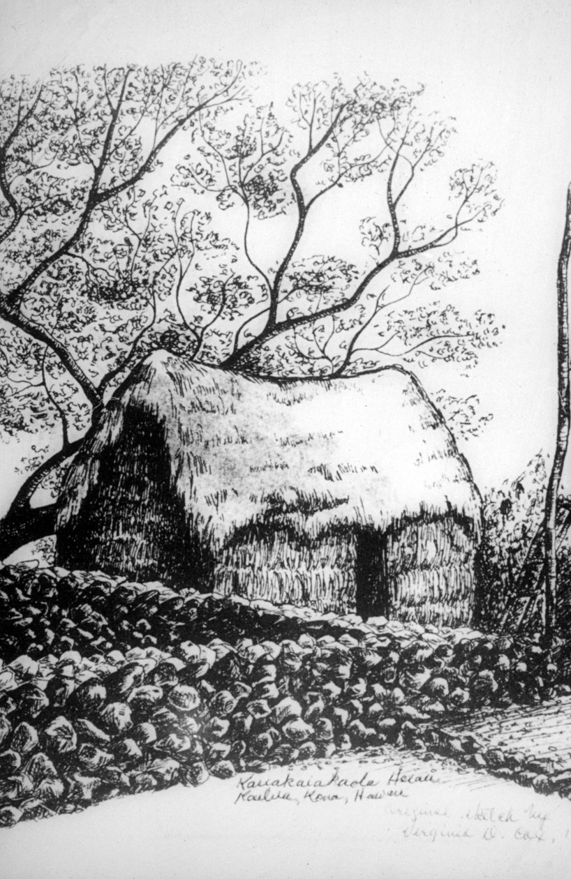 Heiau, Kailua-Kona, Havaí, século XIX de Unbekannt