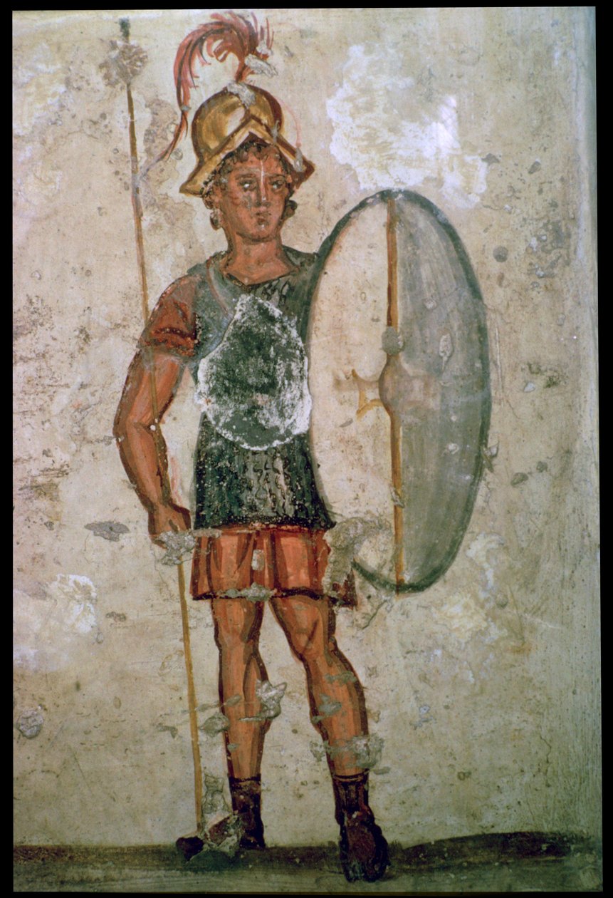 pintura de parede helenística de um soldado, século 3 aC de Unbekannt