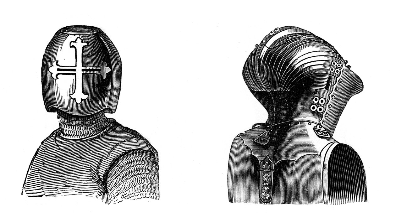 Capacetes, séculos XIII e XV, 1870 de Unbekannt