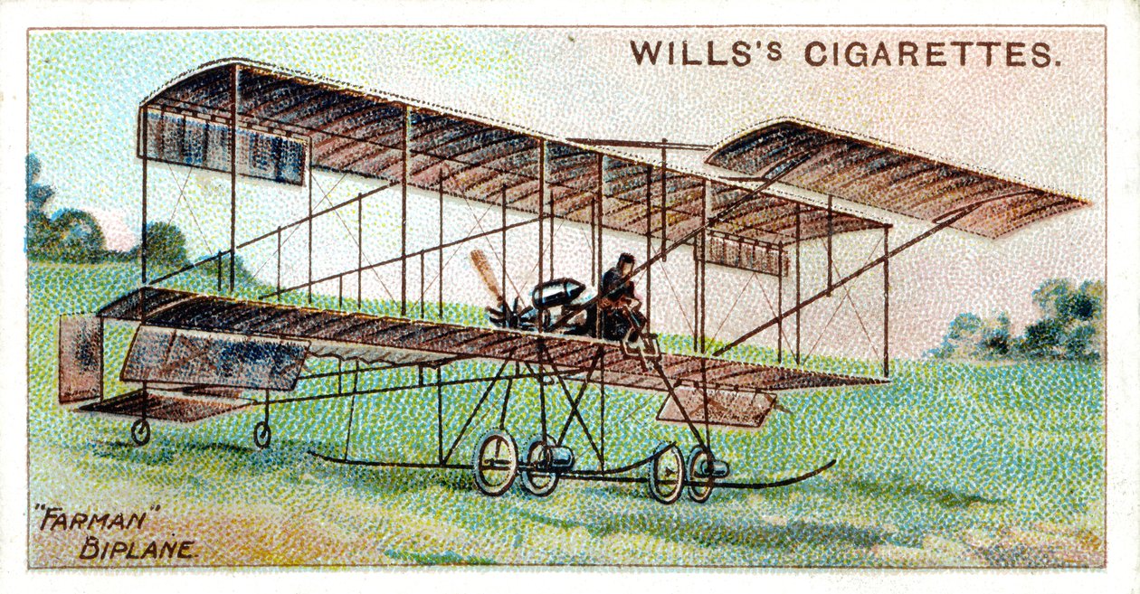 Henri Farman no biplano de Farman, aviador francês e construtor de aeronaves, c1909 de Unbekannt