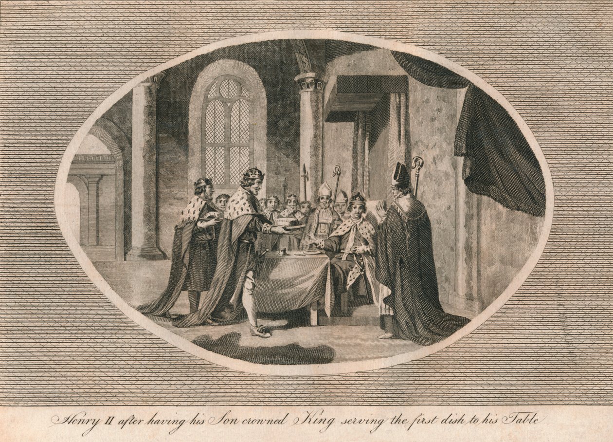 Henrique II, depois de ter seu filho coroado rei, servindo o primeiro prato à sua mesa, 1170 1793 de Unbekannt