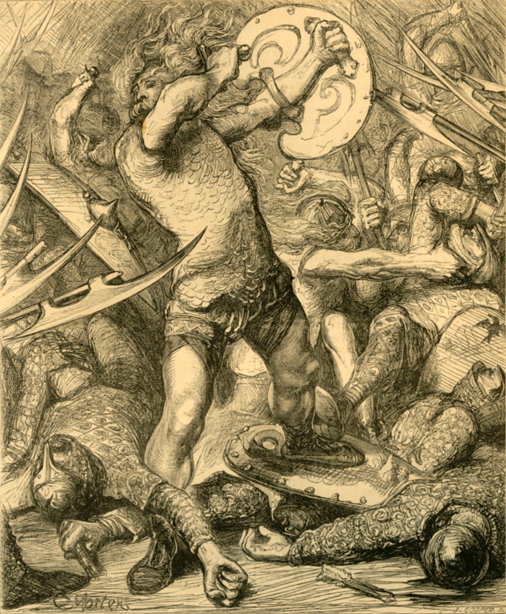 Aqui, abrindo caminho através do anfitrião normando, c1890. de Unbekannt