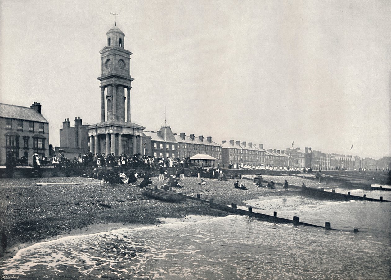 Herne Bay - a frente, mostrando a torre do relógio, 1895 de Unbekannt
