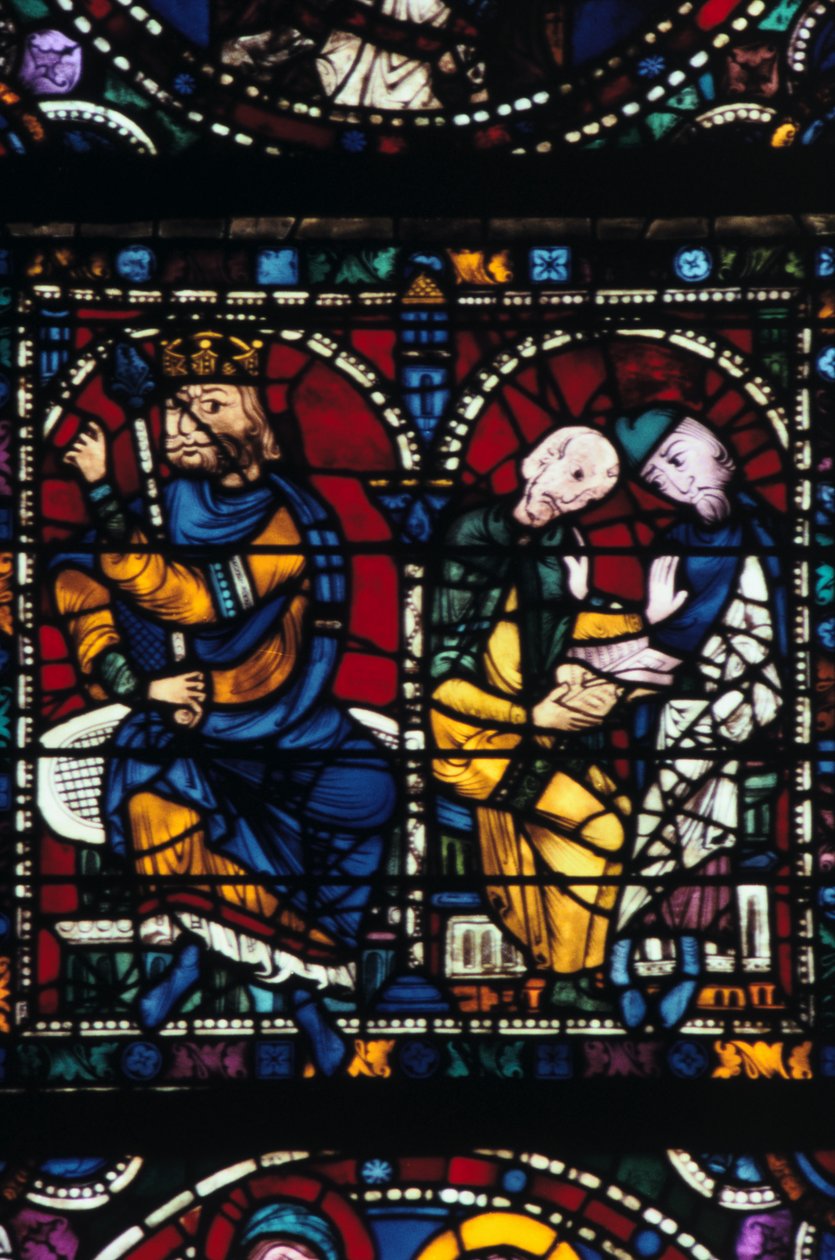 Herodes e seus conselheiros, vitral, Catedral de Chartres, França, 1145-1155 de Unbekannt