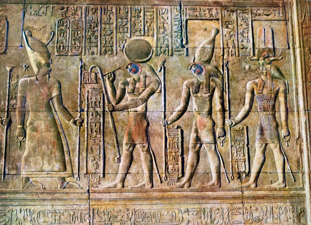 Relevo hieroglífico, Templo de Kom Ombo, Egito, século 20 de Unbekannt