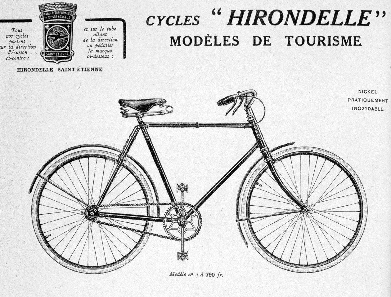 Anúncio de turismo de bicicleta em Hirondelle Saint Etienne, século 20 de Unbekannt