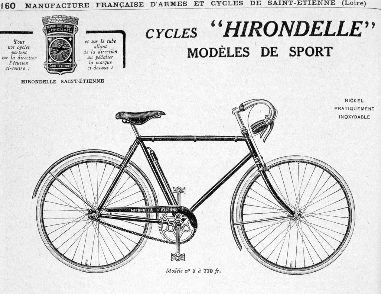 Hirondelle Saint Etienne, anúncio de turismo de bicicleta, século 20 de Unbekannt