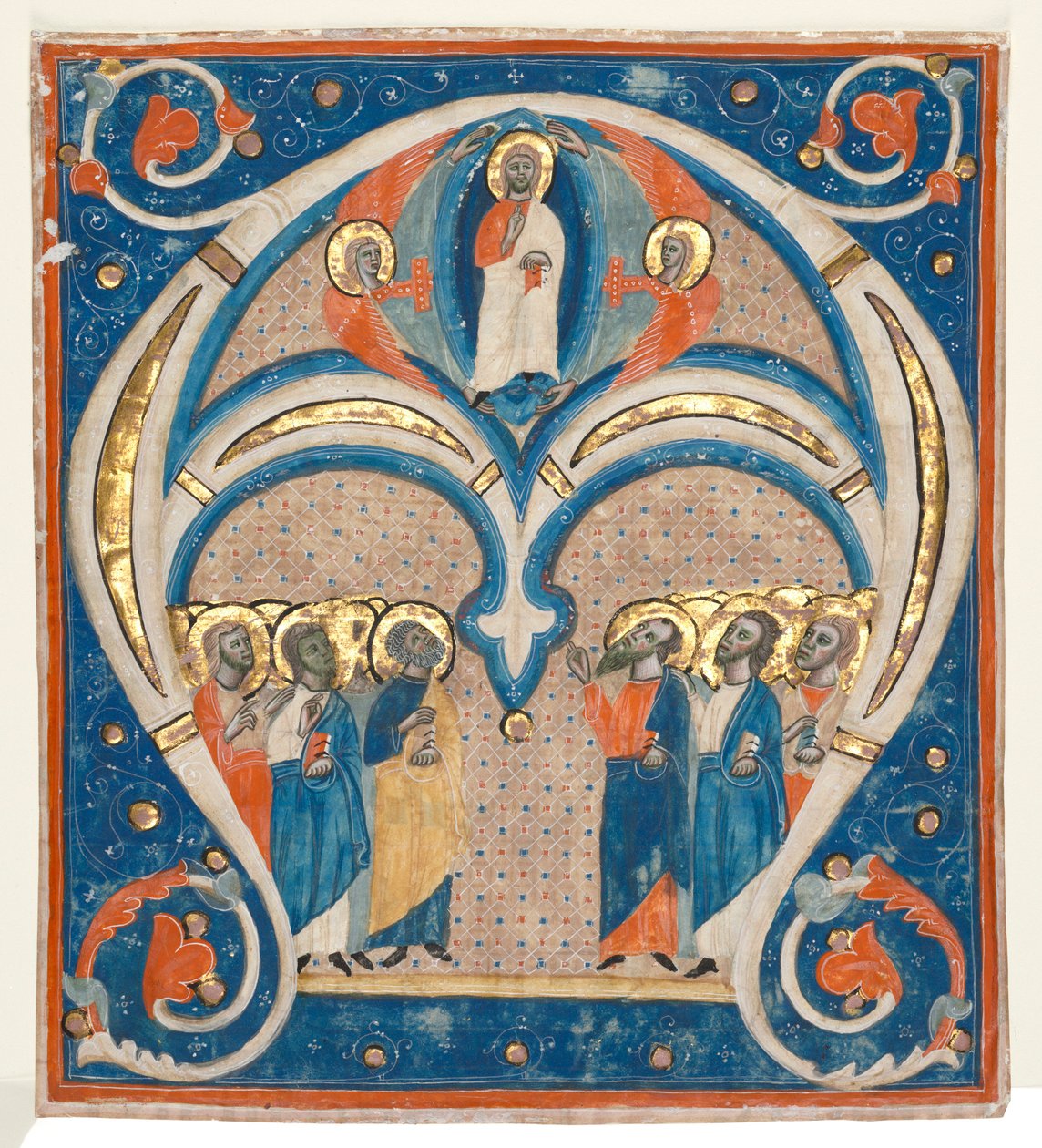 Inicial Historiada A Excisada de um Responsorial: Cristo em Majestade com os Santos, c. 1280-1300. de Unbekannt