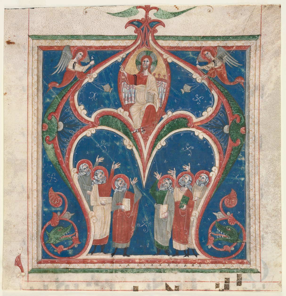 Inicial historiada A Excisada de um antifonário: Cristo em Majestade com Profetas, c. 1280-1300. de Unbekannt