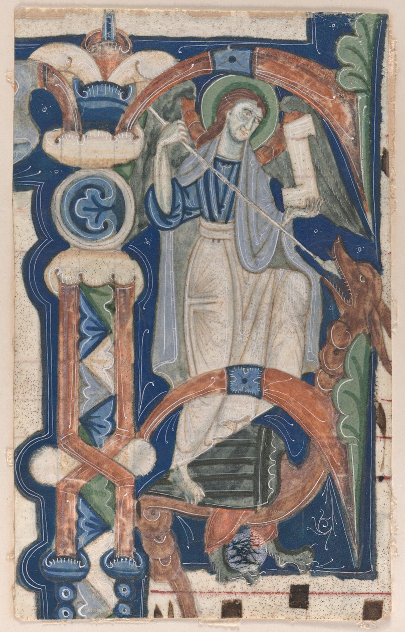 Historiated Initial P Excised from a Choral Book: São Miguel e o Dragão, início dos anos 1200. de Unbekannt