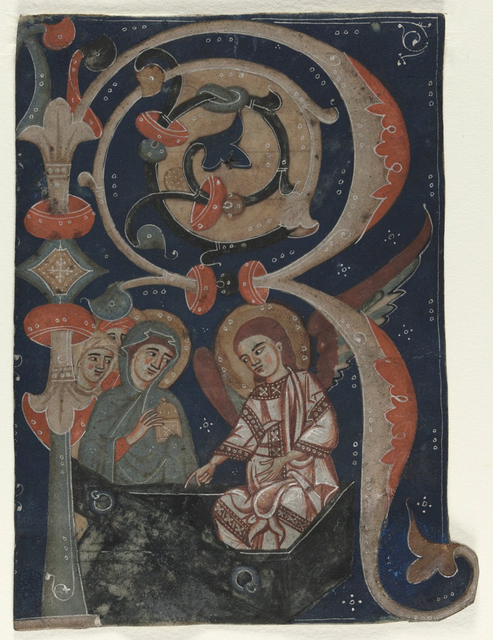 Inicializada Historiada R Excisada de um Gradual: As Três Marias no Túmulo, c. 1200-1230. de Unbekannt