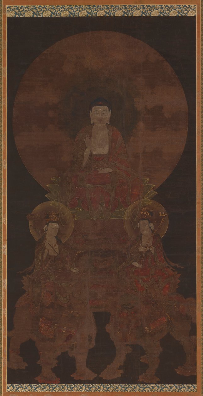 Buda histórico Shakyamuni com os Bodhisattvas Fugen..., período Muromachi, século XV. de Unbekannt