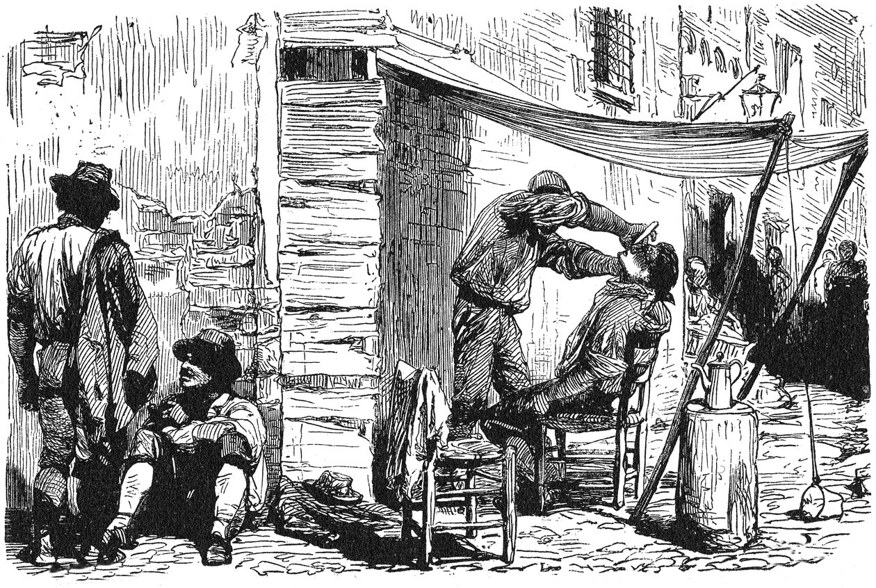 História da Roma Antiga. A Barbearia de Roma na cidade velha de Unbekannt