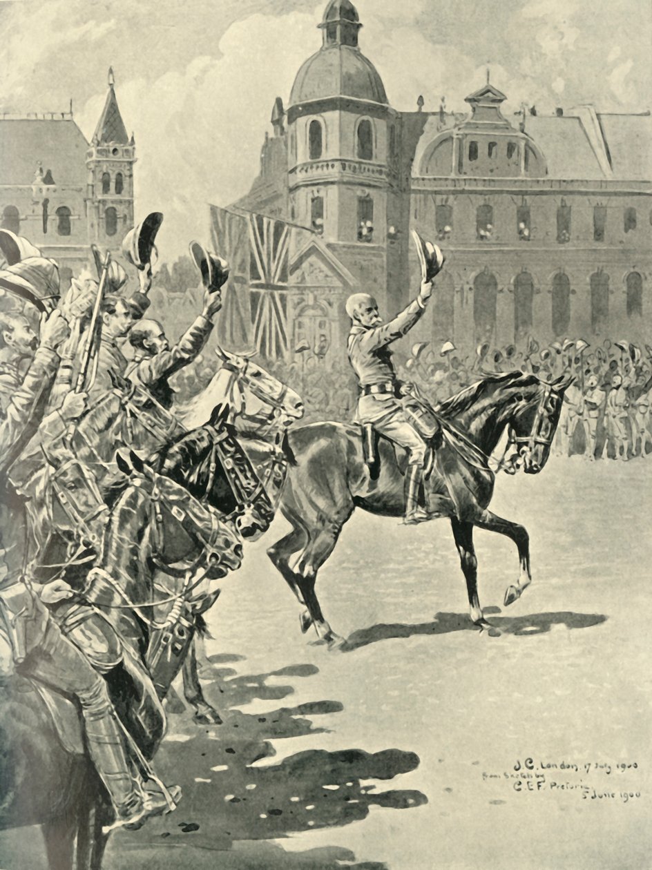 Levantando a bandeira britânica em Pretória: Lord Roberts Leaders Cheers for the Queen, 1900, 1901. de Unbekannt