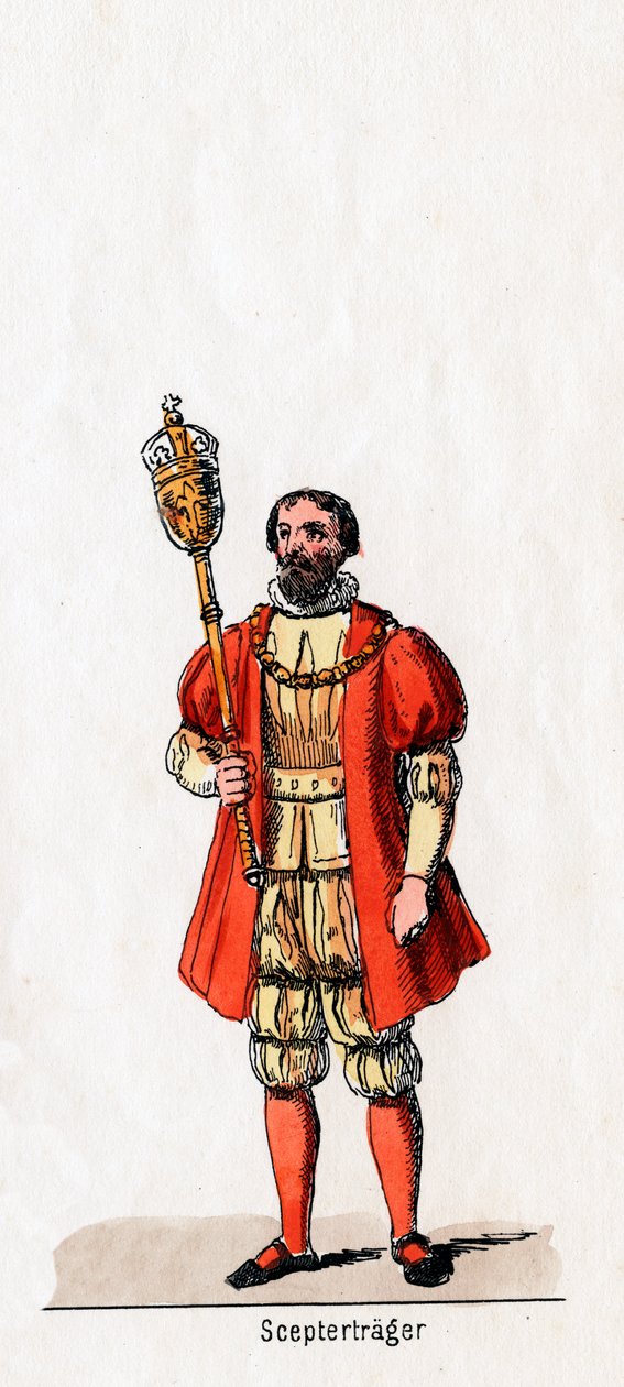 Titular de um cetro, figurino para peça de Shakespeares, Henrique VIII, século XIX de Unbekannt