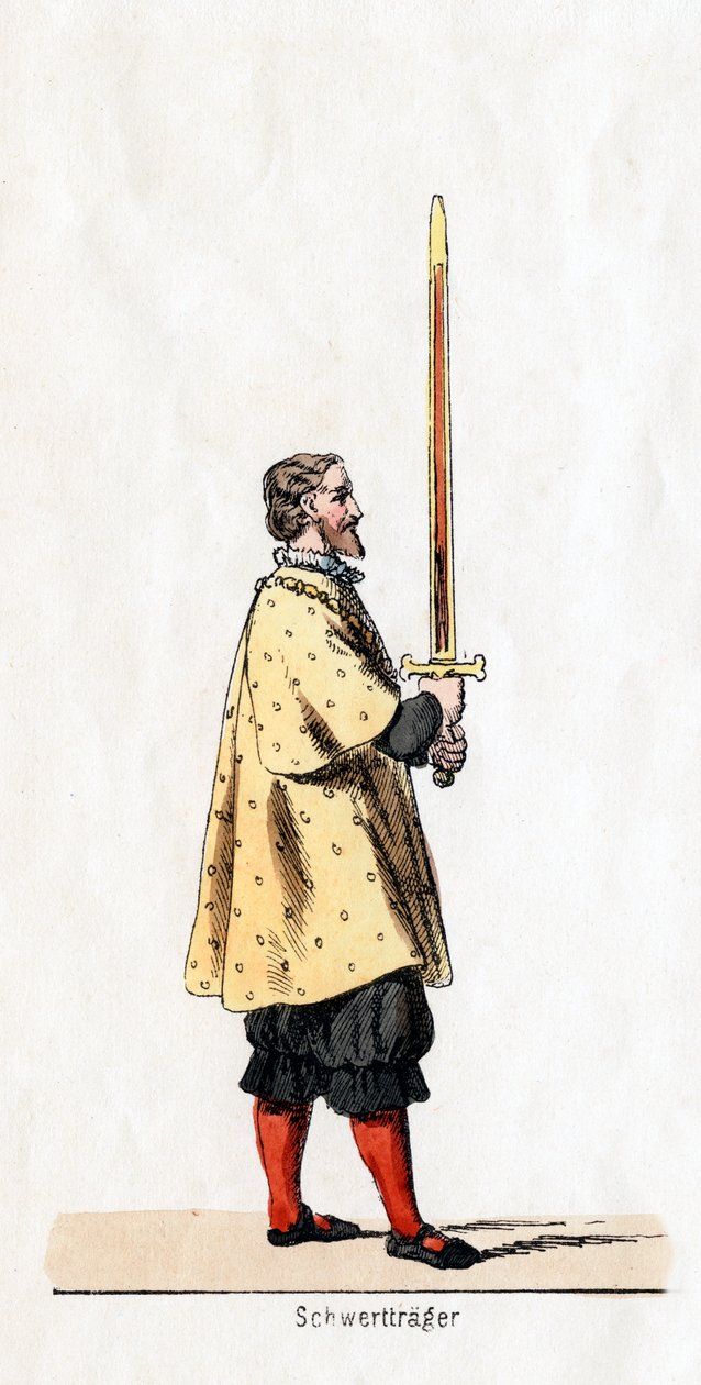 Titular de uma espada, figurino da peça de Shakespeares, Henrique VIII, século XIX de Unbekannt