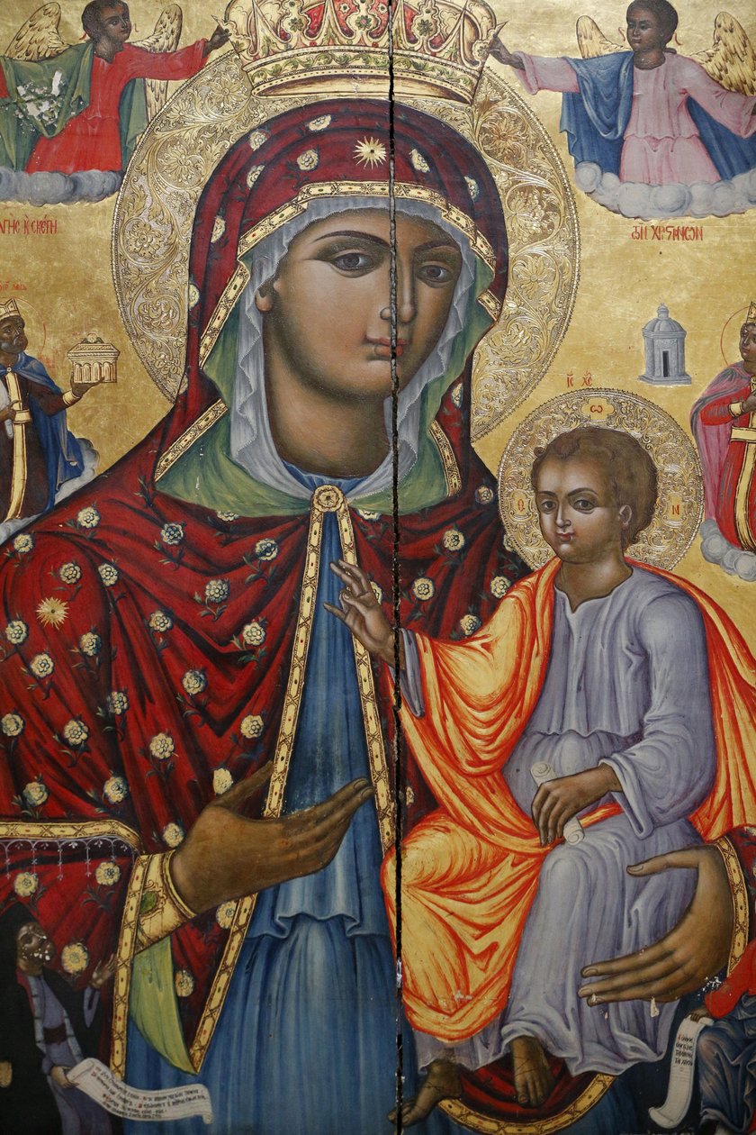 Igreja do Santo Sepulcro, O catolicismo ortodoxo grego, Virgem Maria e ícone da criança, Jerusalém, Israel de Unbekannt