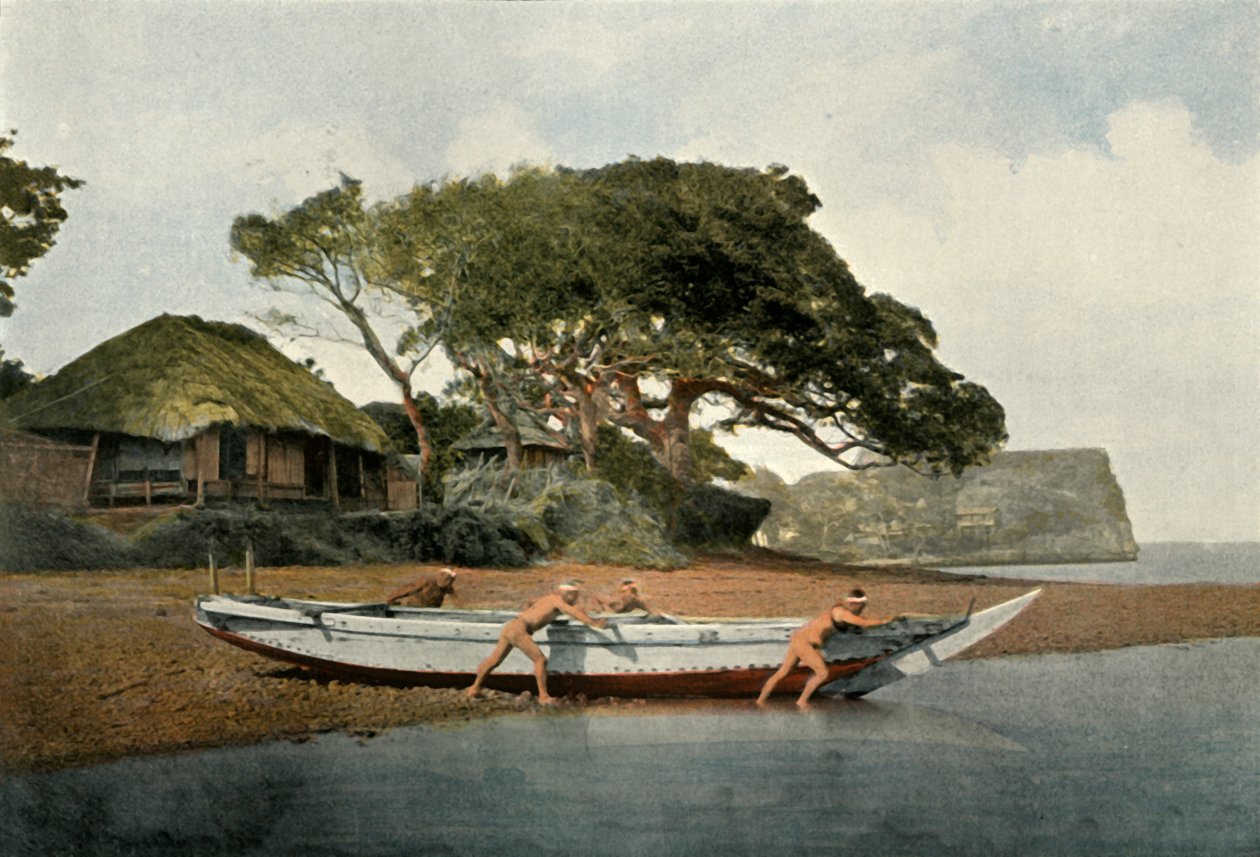 Honmoku, vila de Pecheurs Pres Yokohama, vila de pescadores de Honmoku perto de Yokohama, 1900. de Unbekannt