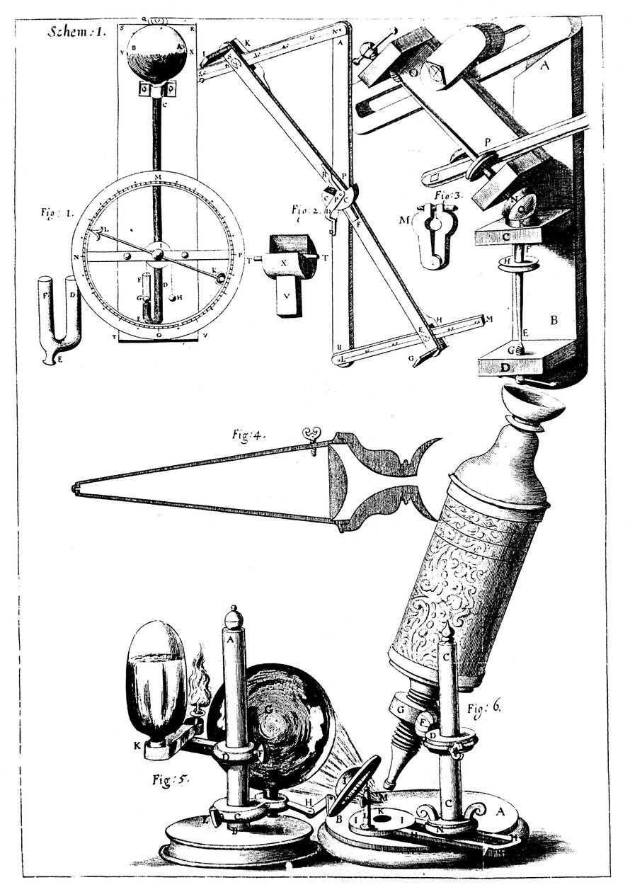 Microscópio de ganchos com condensador para concentração de luz, 1665 de Unbekannt
