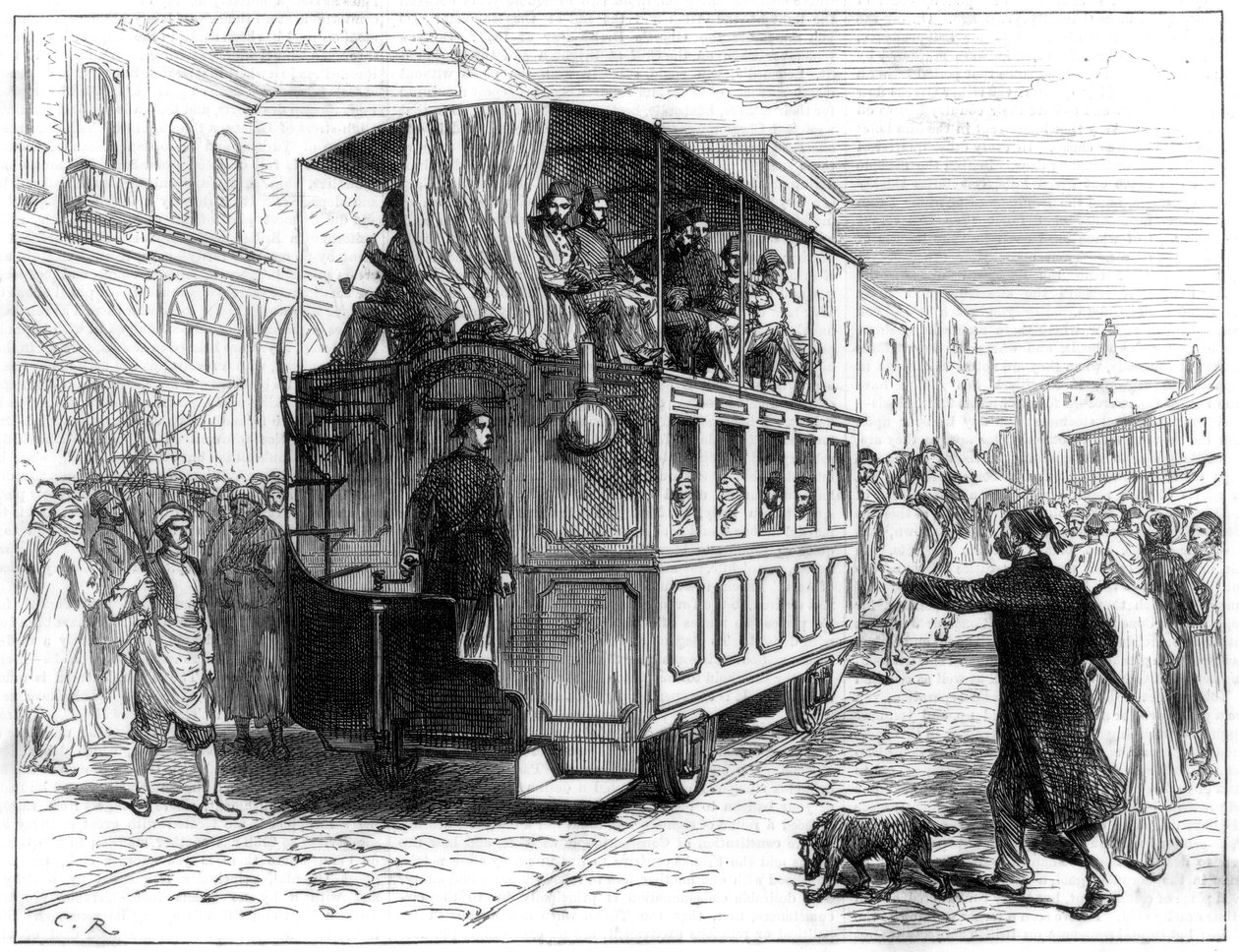 Bonde puxado a cavalo, Constantinopla, 1877 de Unbekannt