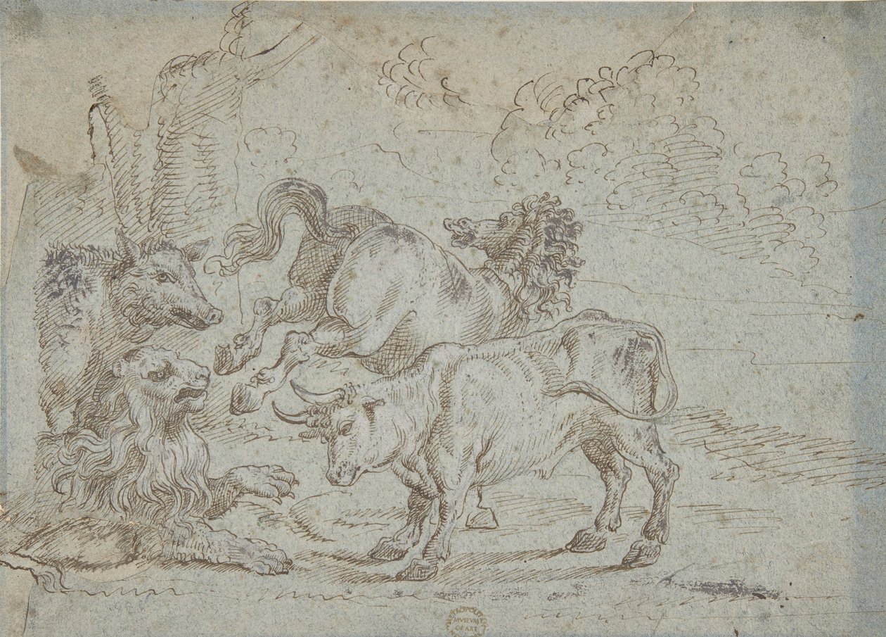 Cavalo, Touro, Leão e Javali, século XVII. de Unbekannt