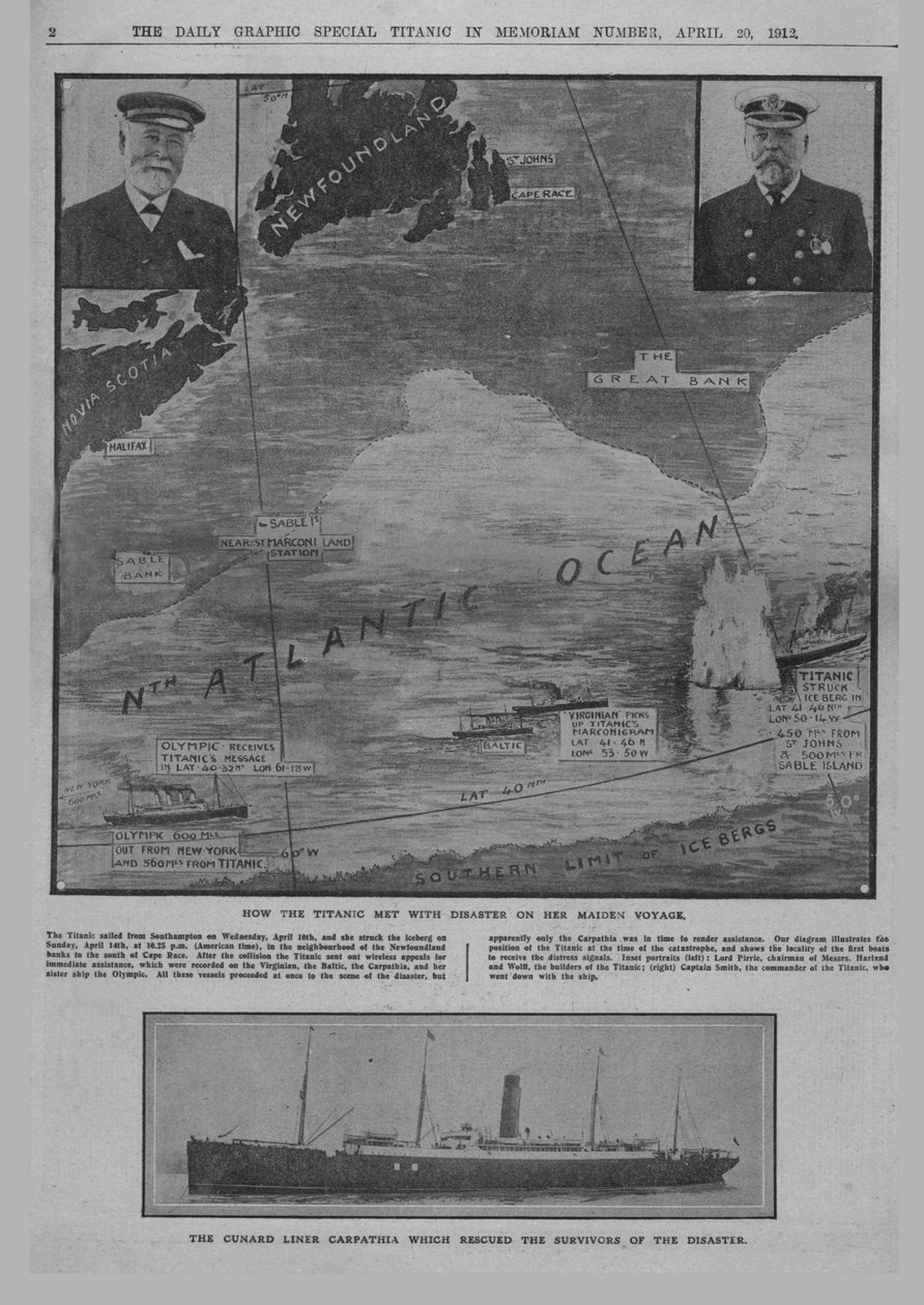 Como o Titanic teve um desastre ... e o navio Cunard Carpathia ..., 20 de abril de 1912. de Unbekannt