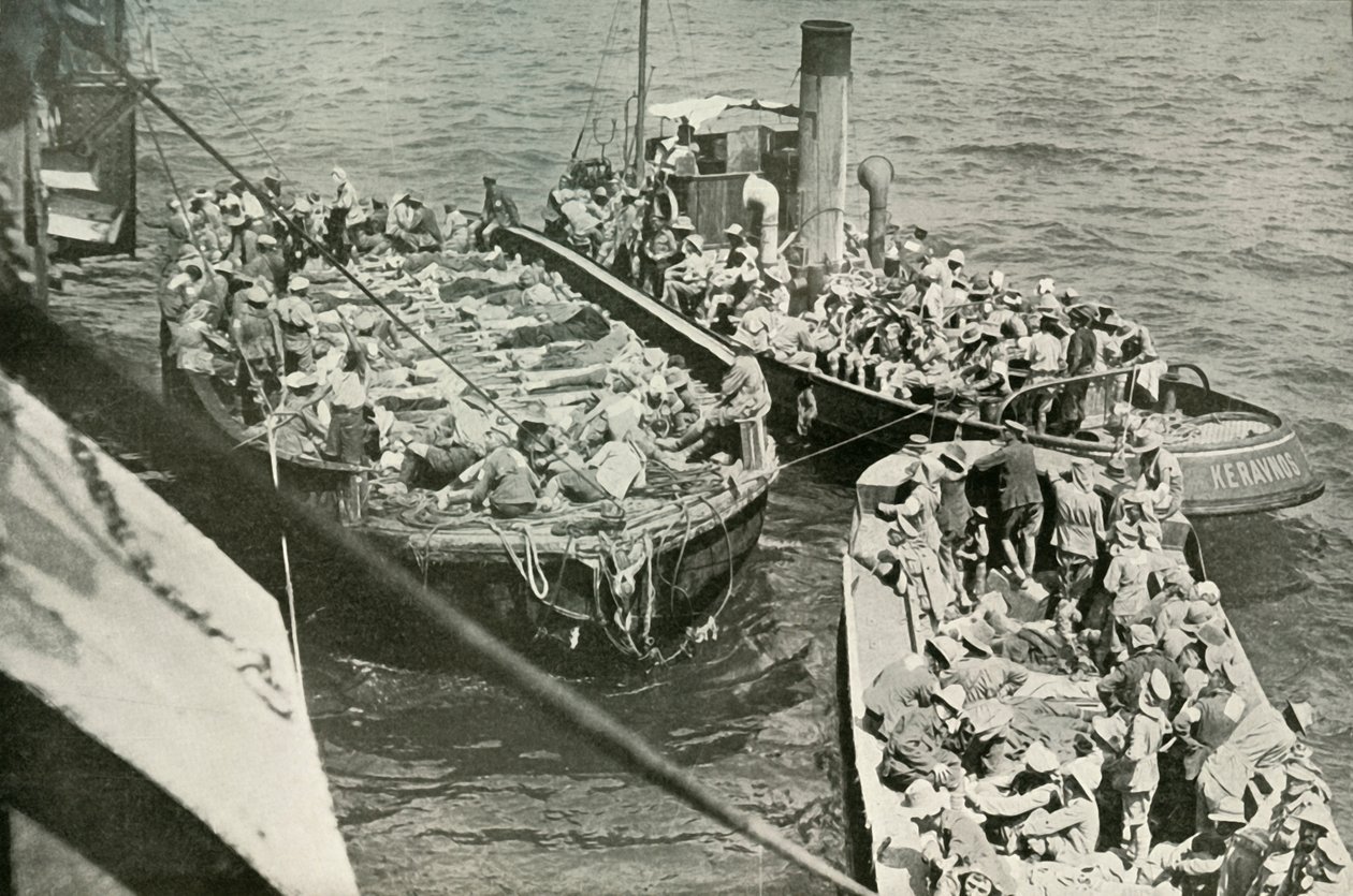 Como os feridos foram transportados para os navios-hospital, 1919. de Unbekannt