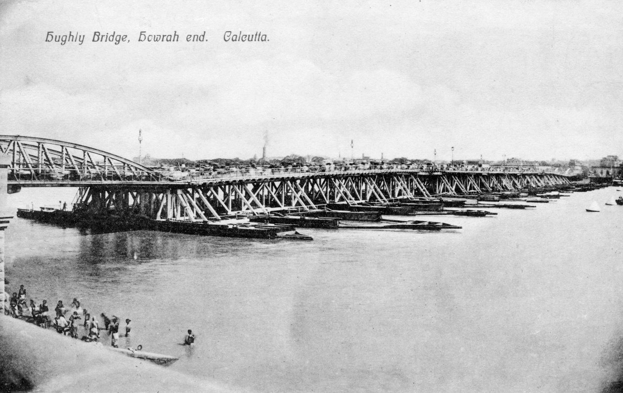 Ponte Howrah sobre o rio Hooghly, Calcutá, Índia, início do século XX de Unbekannt