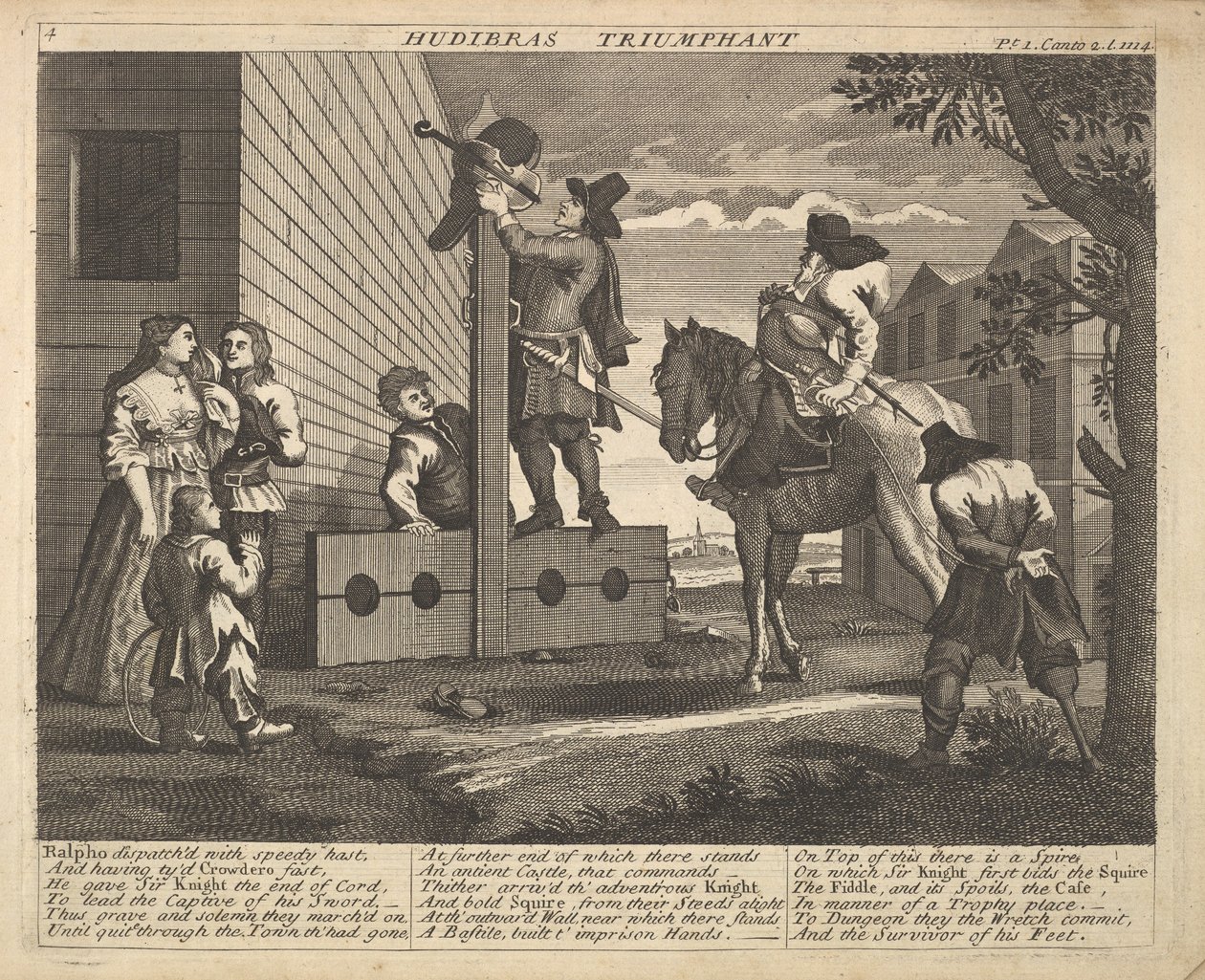 Placa Triunfante 4 de Hudibras: Ilustrações para Samuel Butlers Hudibras, 1725-30. de Unbekannt