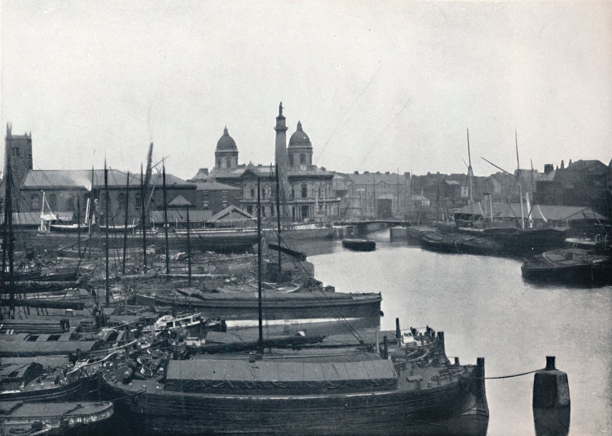 Hull - Princes Dock: com o Wilberforce Memorial e Dock Offices, 1895 de Unbekannt