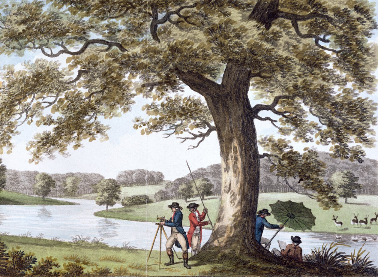Humphry Repton pesquisando com um teodolito, final do século 18 e início do século 19 de Unbekannt