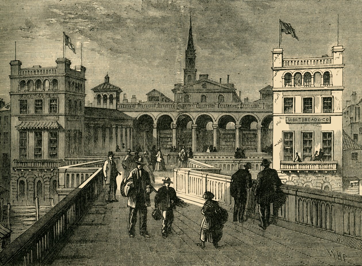 Mercado de Hungerford, da ponte, em 1850, 1881. de Unbekannt