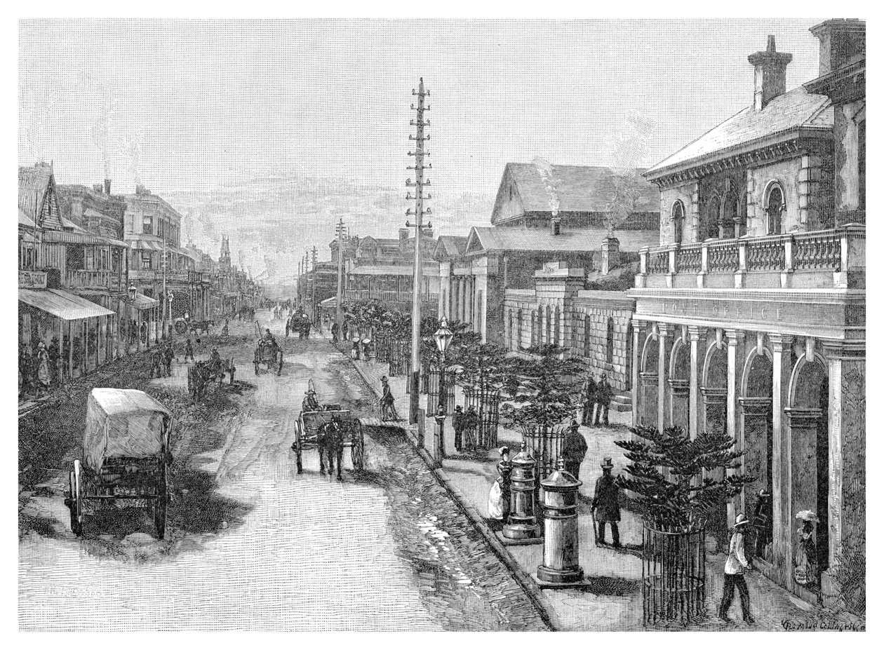 Hunter Street, Newcastle, Nova Gales do Sul, Austrália, 1886 de Unbekannt