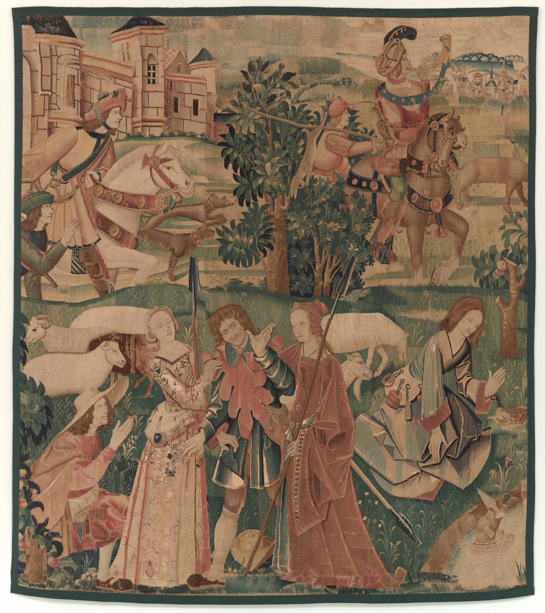 Cenas de caça e pastoral, com um homem rindo entre as senhoras, c. 1510. de Unbekannt
