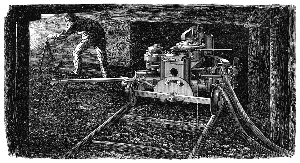 Máquina de corte hidráulica de carvão, chamada The Iron Man, 1867 de Unbekannt