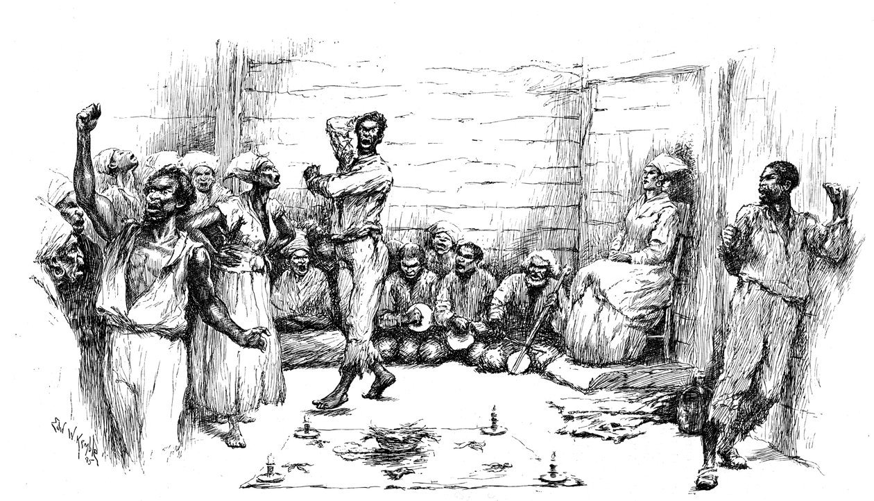 Transe hipnótico induzido durante os ritos de dança vodu, Louisiana, EUA, 1886 de Unbekannt