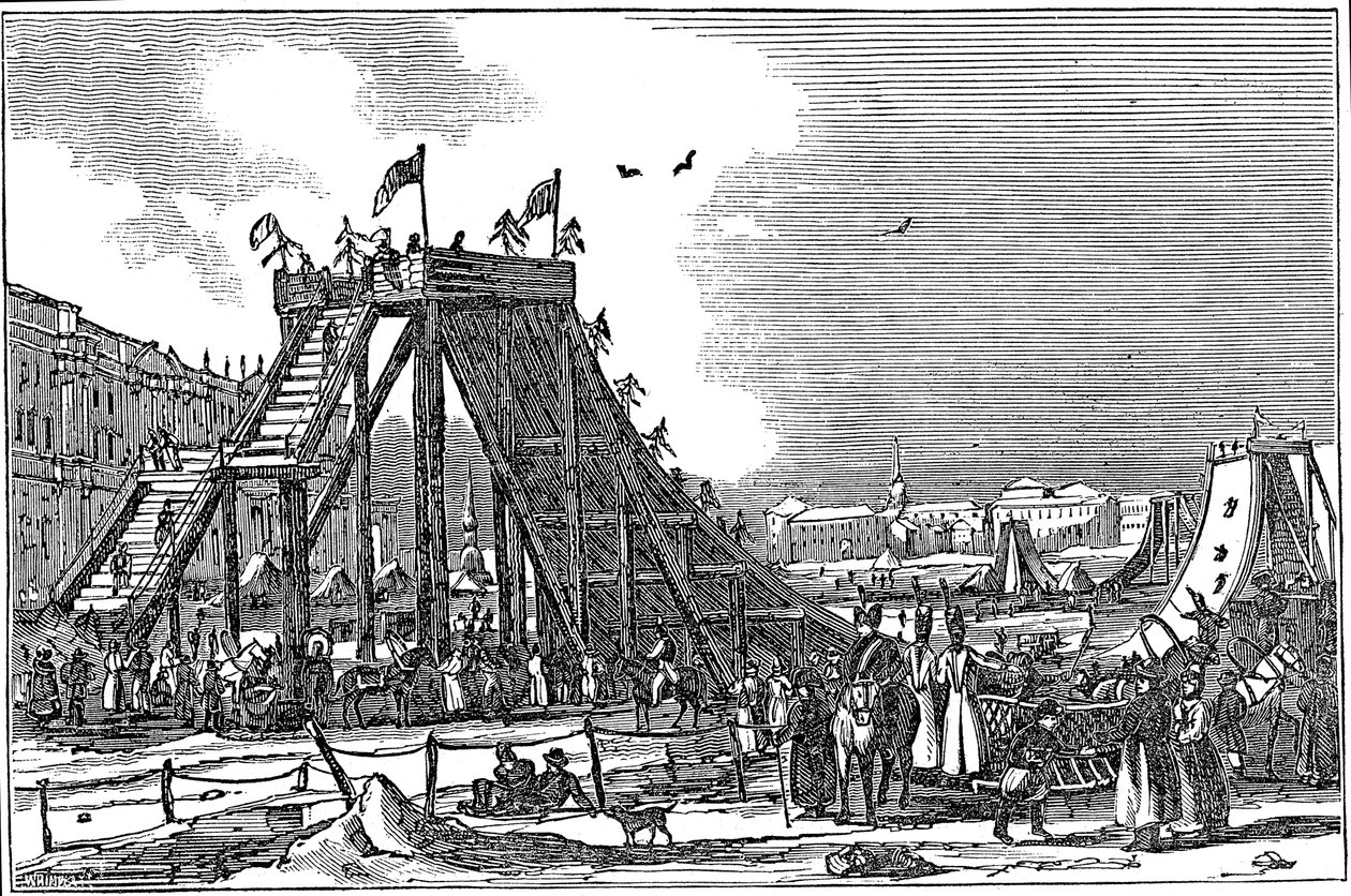 Montanha do gelo, trenó artificial, Rússia, 1833 de Unbekannt