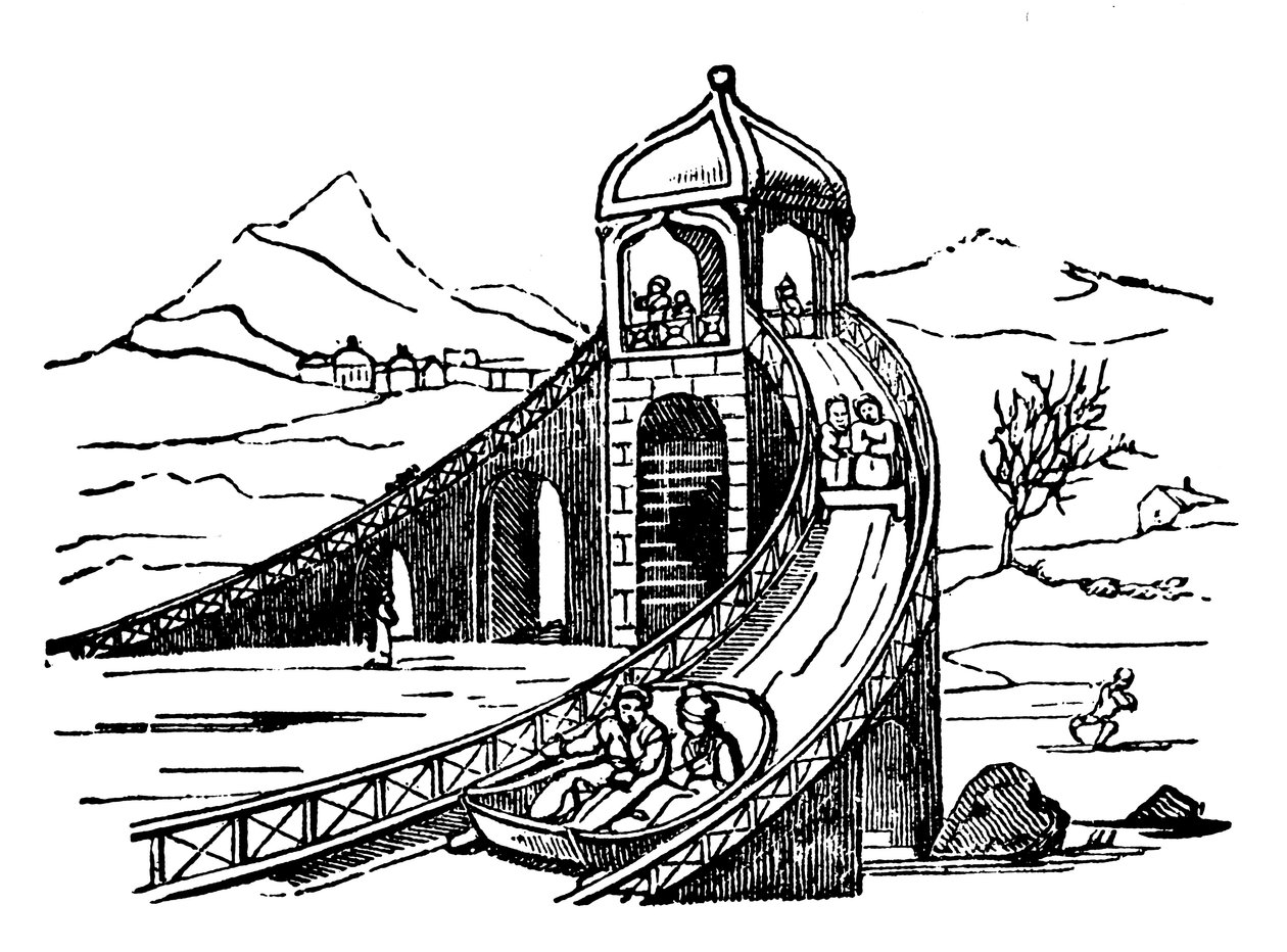 Montanha do gelo, trenó artificial, Rússia, 1836 de Unbekannt